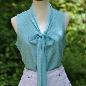 Banana Republic-Blue Tank Blouse w/ Tie-Size M